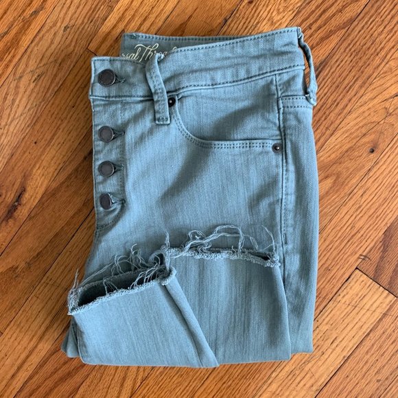 Universal Thread Denim - Universal Thread Green Hi Button Fly Skinny Jeans